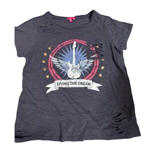 me.n.u. Girls' Dark Gray 'Living the Dream' Guitar Graphic Tee